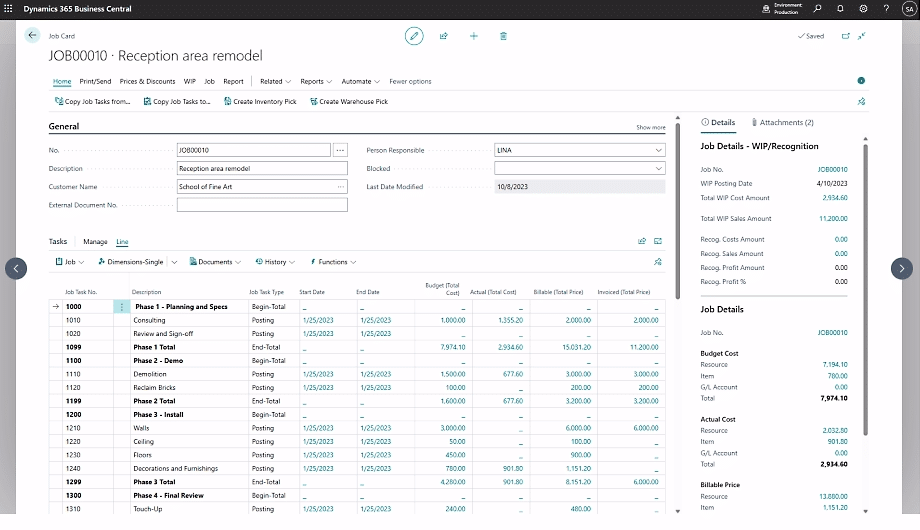 Microsoft Dynamics 365 Business Central | Projectkosten verbeteren